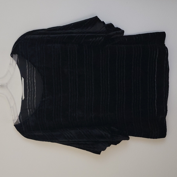 Twelfth Street By Cynthia Vincent Black Black & Silk Velvet Top L - Picture 1 of 9